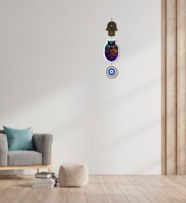 Owl Evil Eye Wall Hanging | Home & Office for Positive Energy Protection | Blessing Gift | Door Hanging Wall Decor